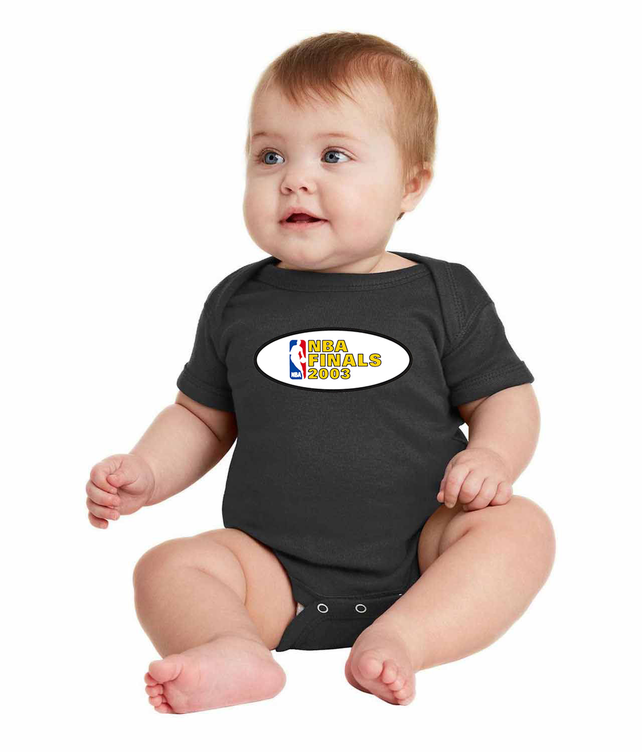 2003 NBA Finals NBA Basketball Logo Symbol Emblem Customized Design on Infant Baby Rib Bodysuit