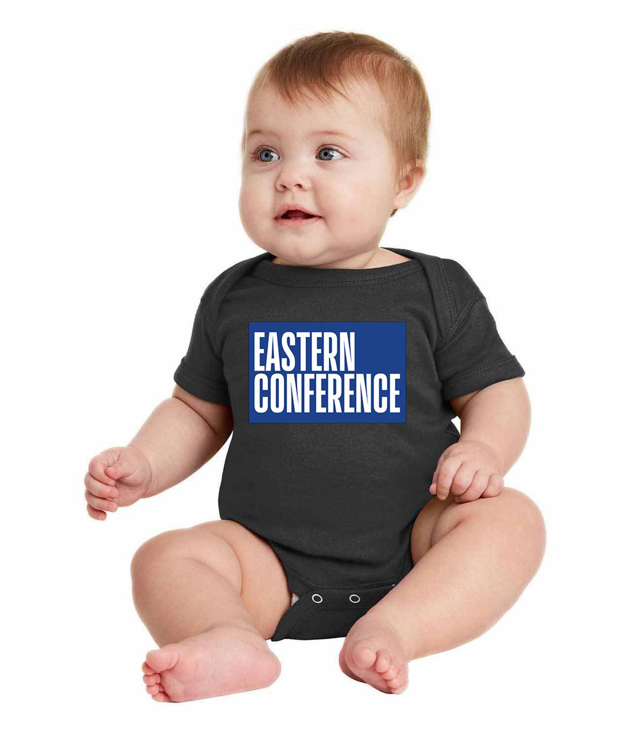 NBA Eastern Conference Dark Logo NBA Basketball Logo Symbol Emblem Customized Design on Infant Baby Rib Bodysuit