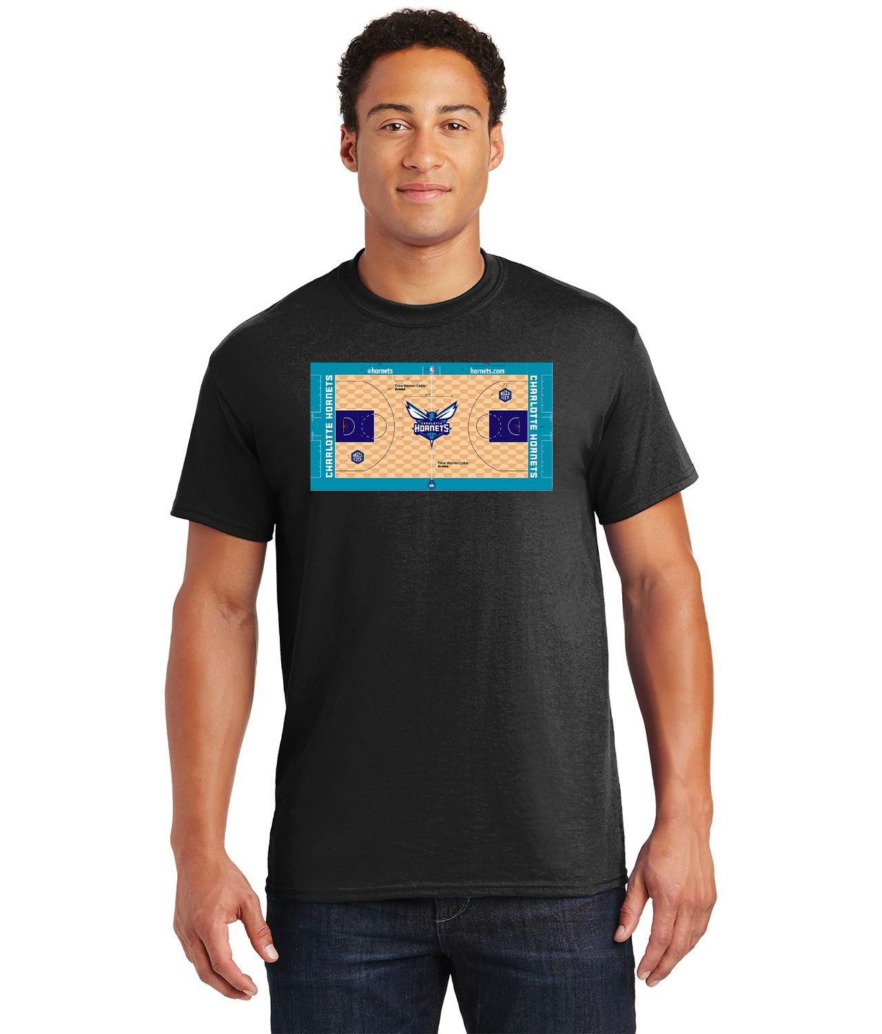 Charlotte Hornets Playing Surface 2014 NBA Basketball Logo Customized Design on  Unisex Tshirt Tee