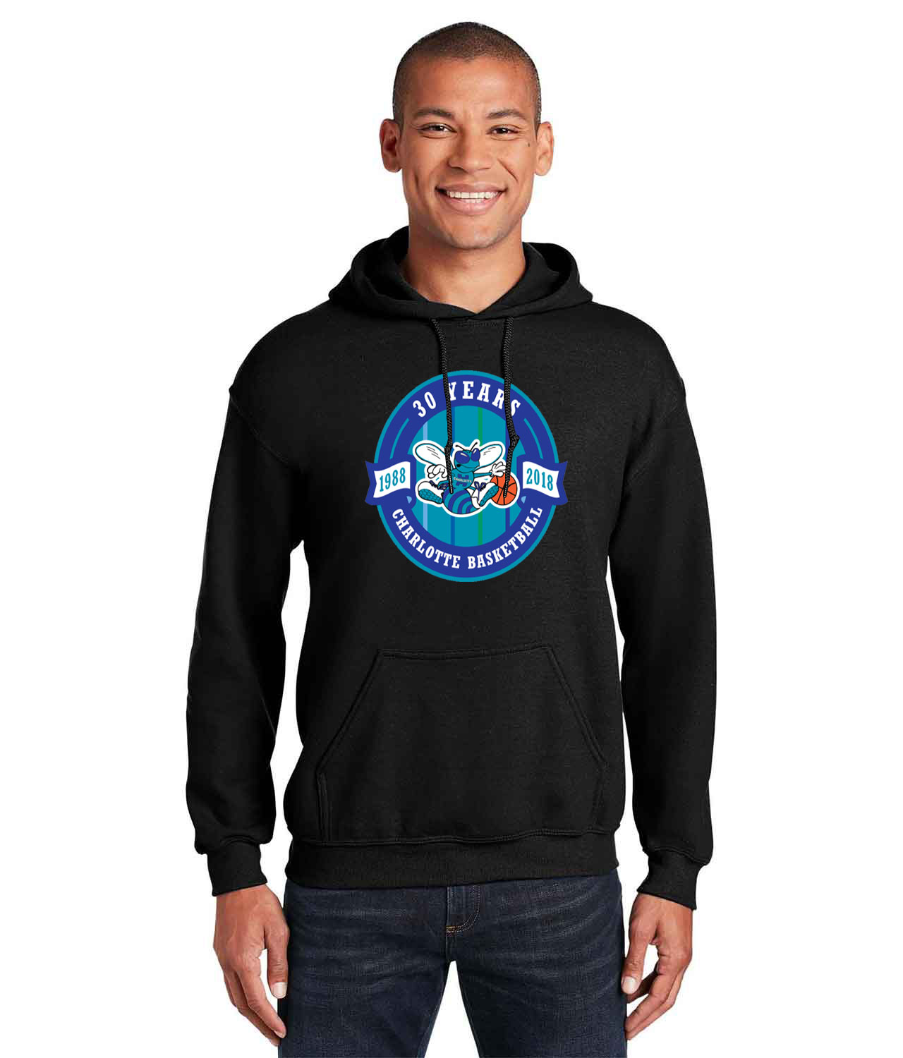 Charlotte Hornets 30th Anniversary NBA Basketball Logo Customized Design on Unisex Hooded Sweatshirt