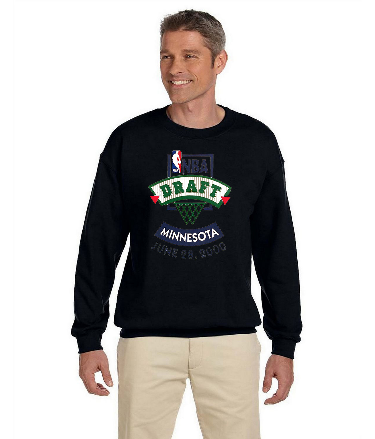 2000 NBA Draft Minnesota NBA Basketball Logo Symbol Emblem Customized Design on Unisex Crewneck Sweatshirt