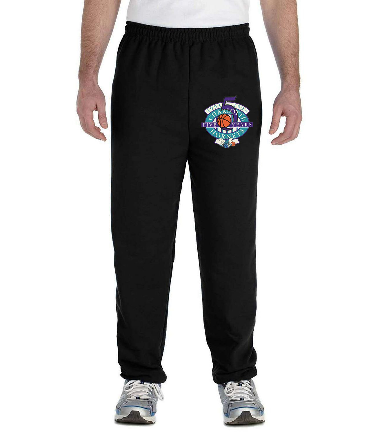 Charlotte Hornets 5th Anniversary NBA Basketball Logo Symbol Emblem Customized Design on Unisex Closed-Bottom Sweatpants