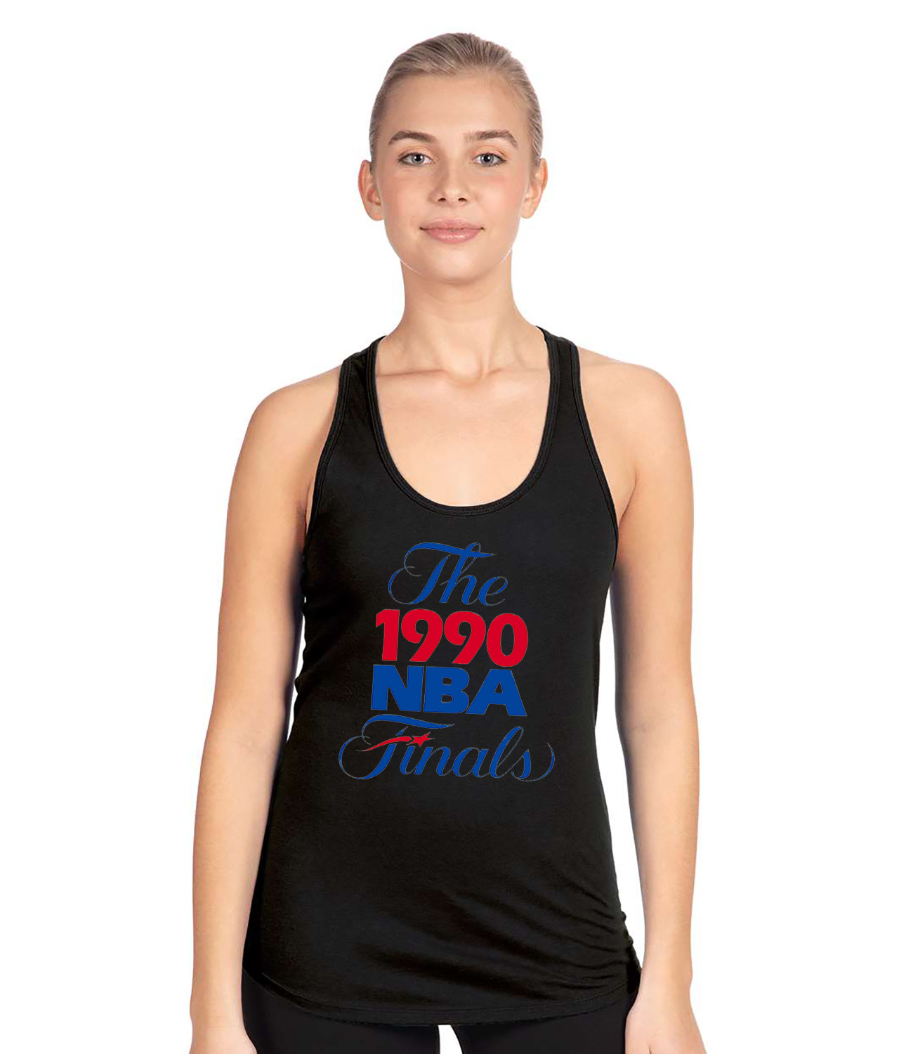 1990 NBA Finals NBA Basketball Logo Symbol Emblem Customized Design on Women's Racerback Tank Top