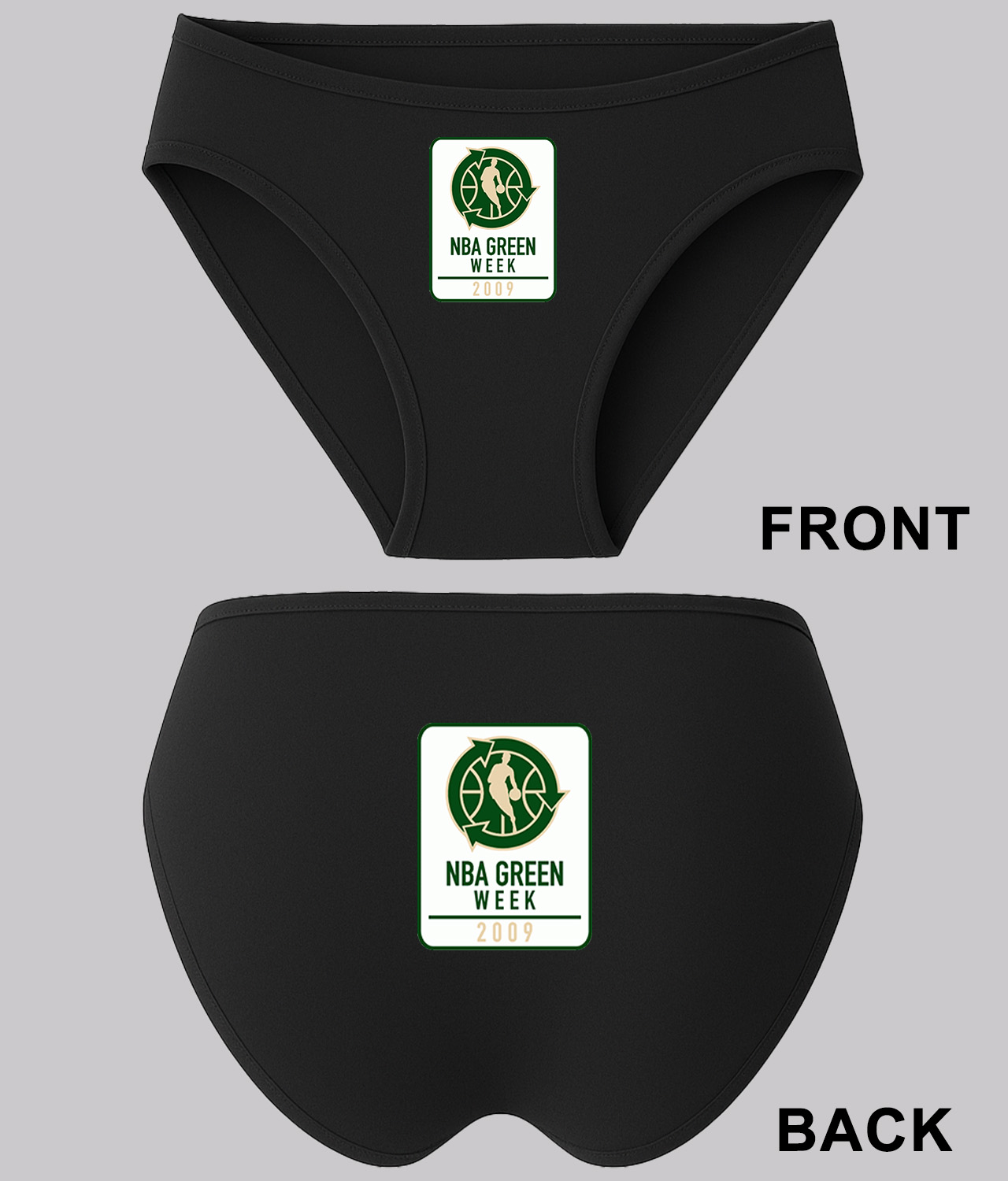 National Basketball Association NBA Green Week 2009 Special Event NBA Basketball Logo Emblem Customized Design on Women's Bikini Brief Underwear
