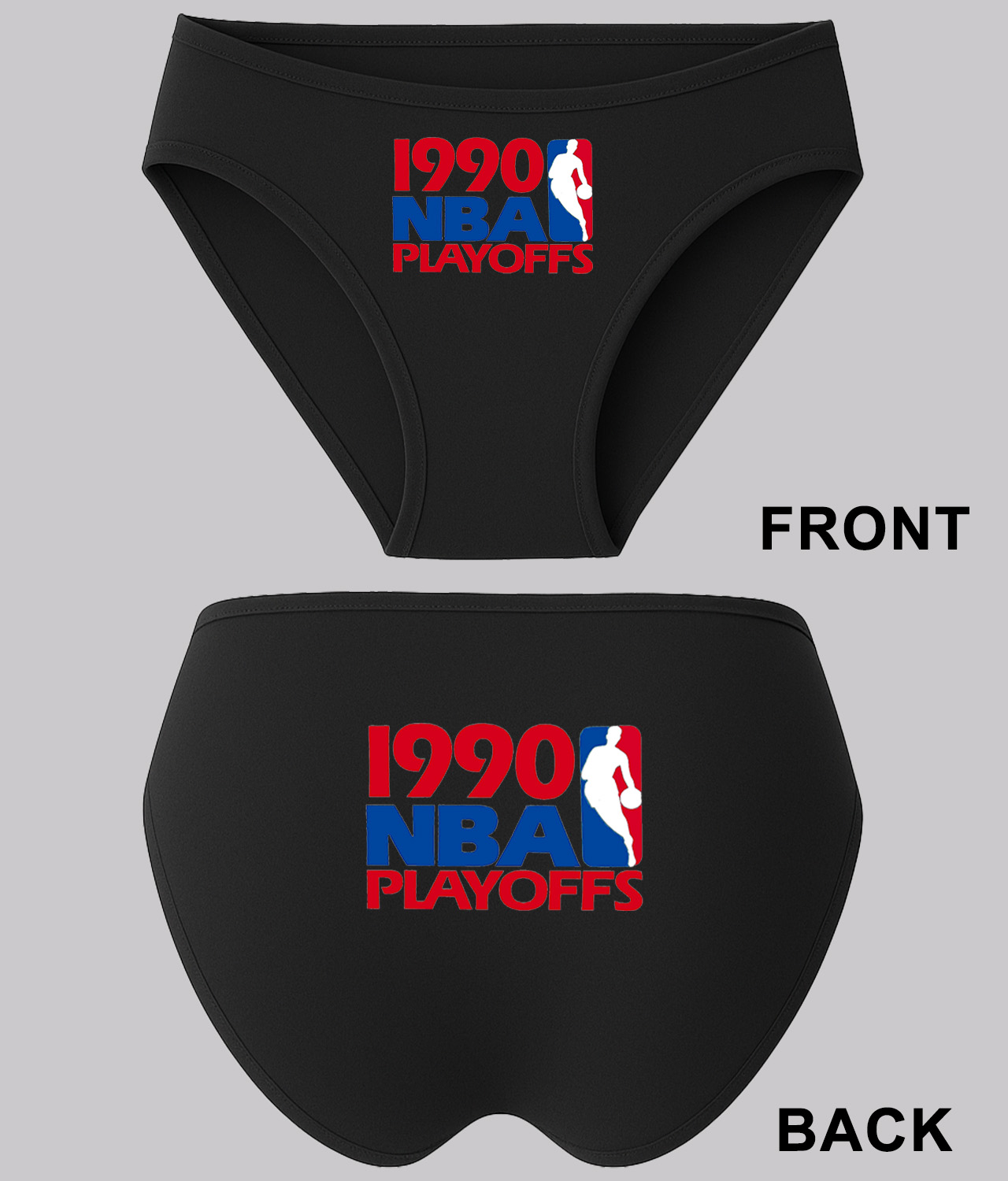 1990 NBA Playoffs NBA Basketball Logo Symbol Emblem Customized Design on Women's Bikini Brief Underwear