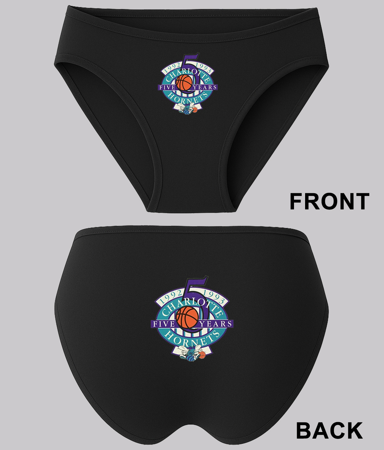 Charlotte Hornets 5th Anniversary NBA Basketball Logo Symbol Emblem Customized Design on Women's Plus Size Bikini Brief Underwear