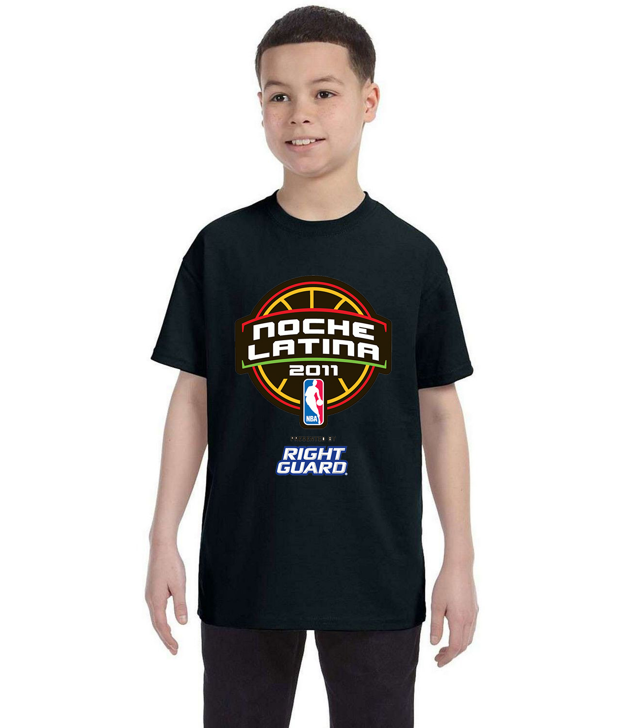 2001 NBA Noche Latina NBA Basketball Logo Symbol Emblem Customized Design on Youth T-Shirt Tee