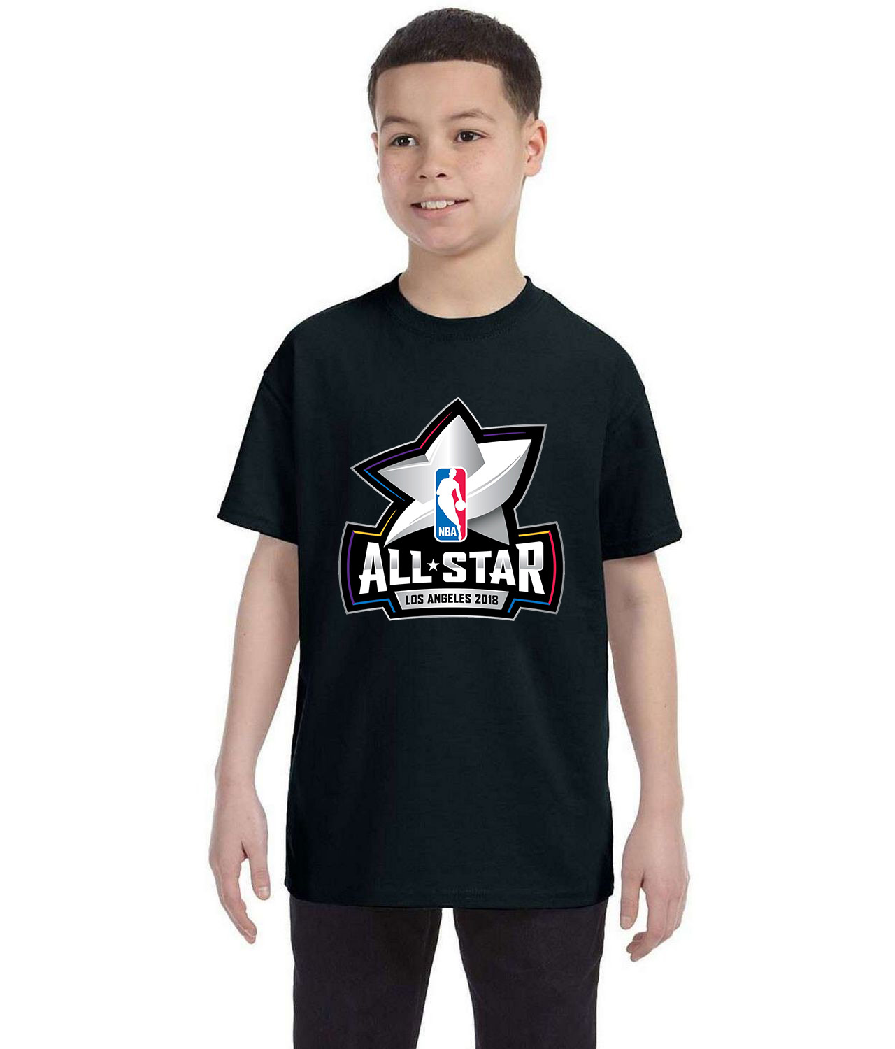 2018 NBA All-Star Game Los Angeles NBA Basketball Logo Symbol Emblem Customized Design on Youth T-Shirt Tee