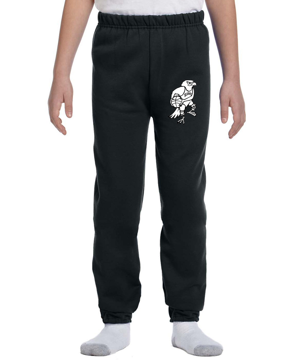 Atlanta Hawks 1968 NBA Basketball Logo Symbol Emblem Customized Design on Youth Closed-Bottom Sweatpants