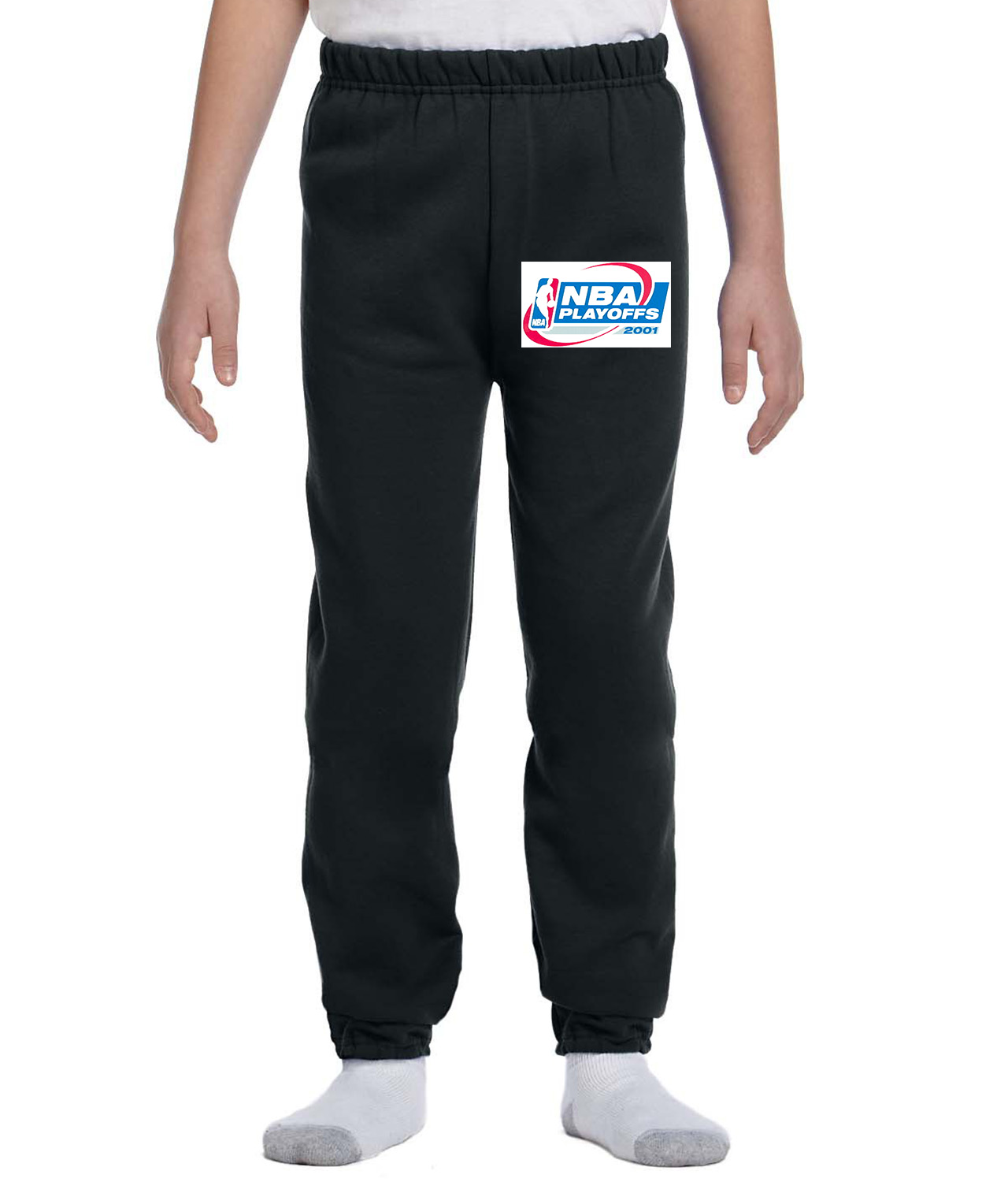 2001 NBA Playoffs NBA Basketball Logo Symbol Emblem Customized Design on Youth Closed-Bottom Sweatpants
