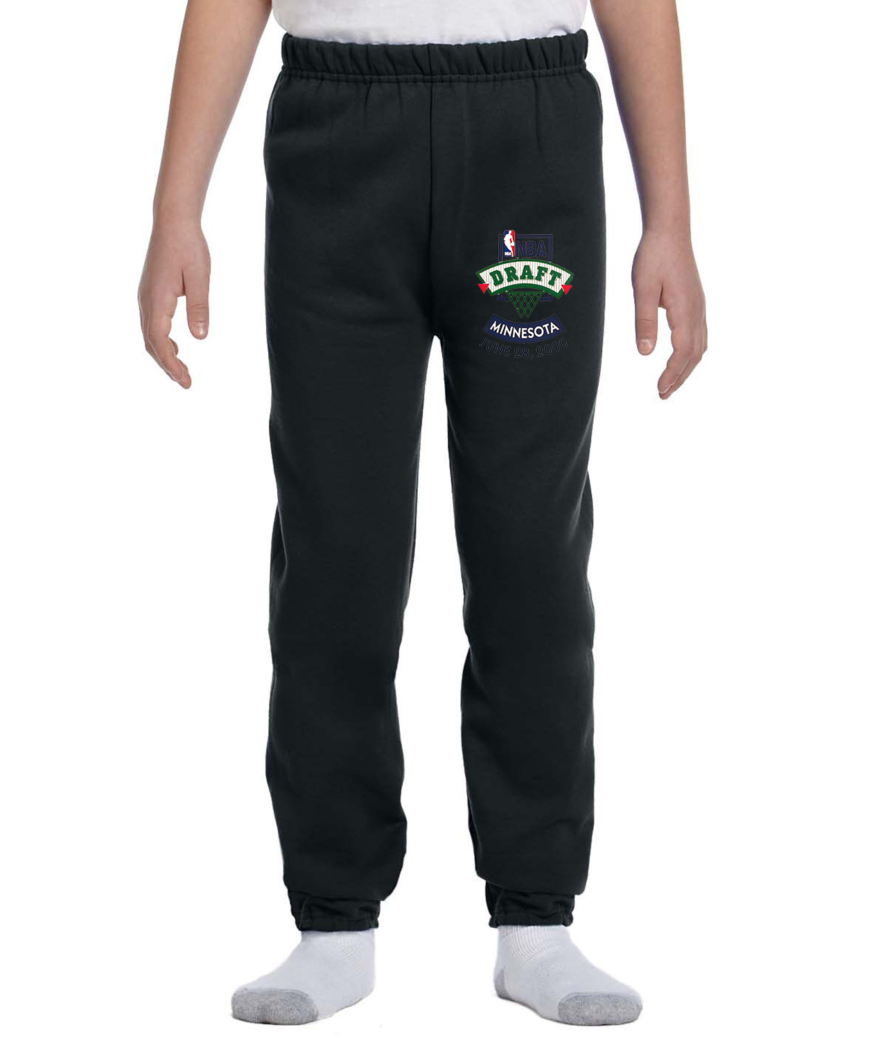 2000 NBA Draft Minnesota NBA Basketball Logo Symbol Emblem Customized Design on Youth Closed-Bottom Sweatpants - Image 1