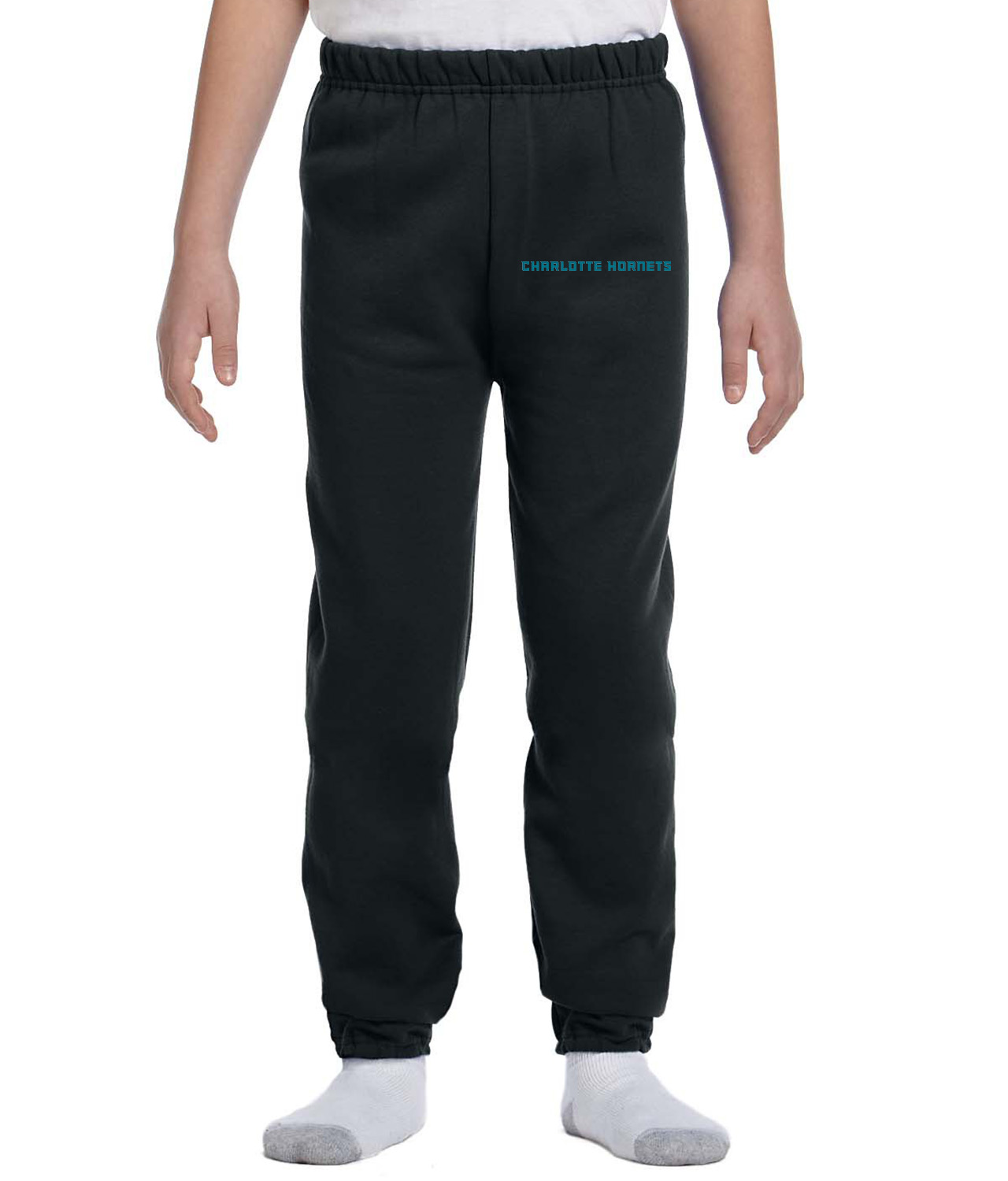 Charlotte Hornets 2014 4 NBA Basketball Logo Symbol Emblem Customized Design on Youth Closed-Bottom Sweatpants