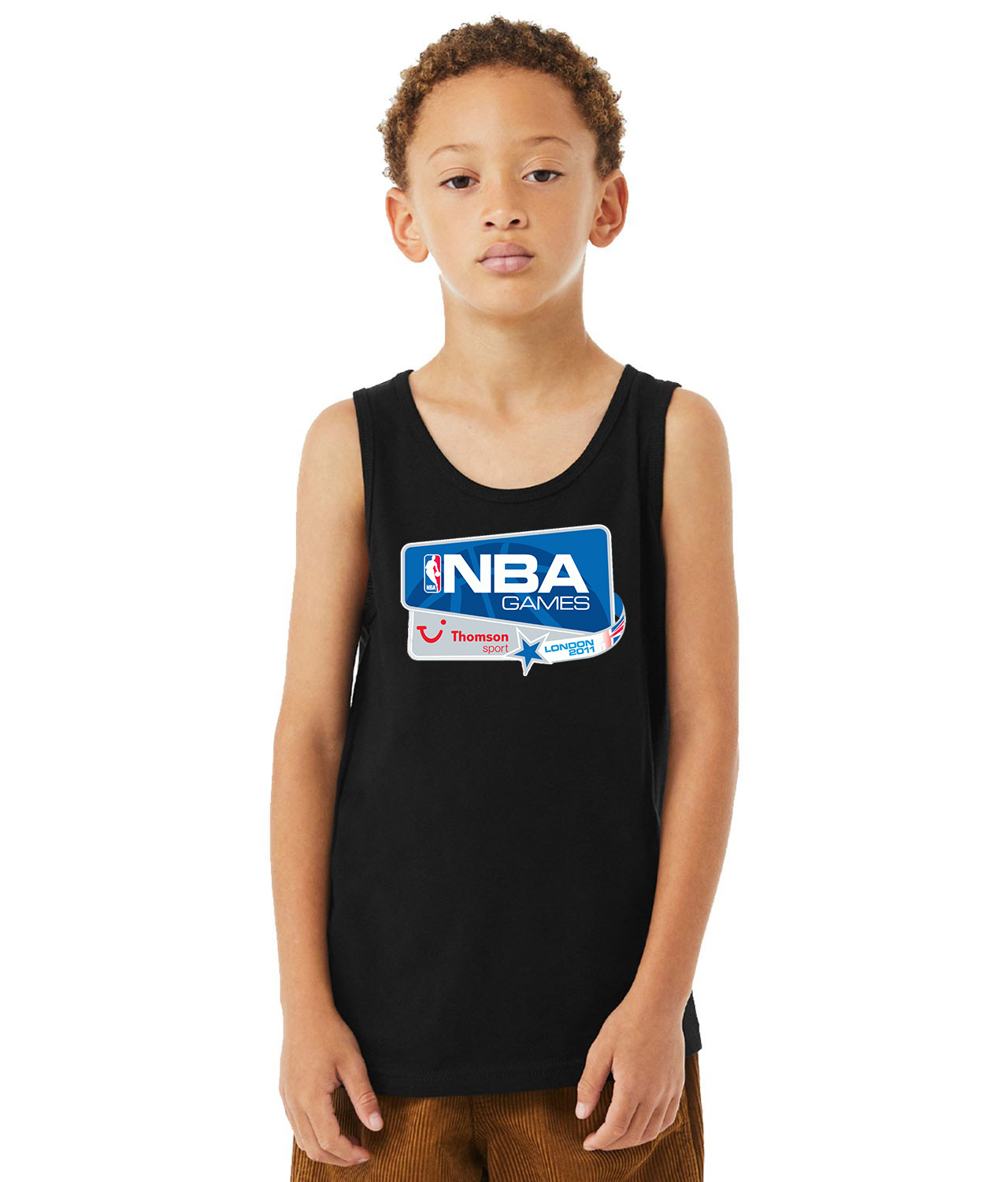 2011 NBA London Games Toronto Raptors vs New Jersey Nets NBA Basketball Logo Symbol Emblem Customized Design on Youth Tank Top
