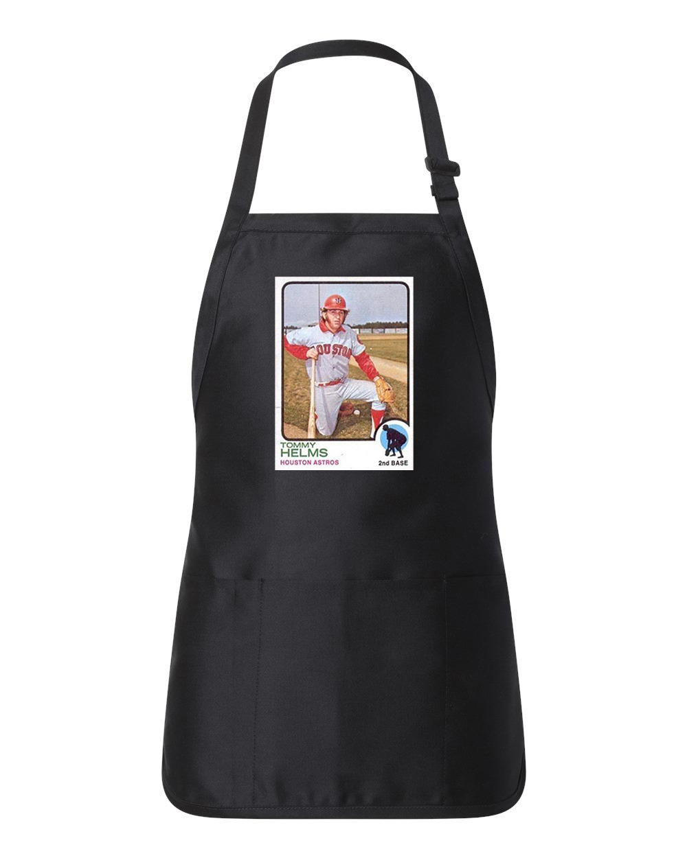 1972 Tommy Helms Houston Astros Photo Baseball Logo Customized Design on Full-Length Apron with Pouch Pocket