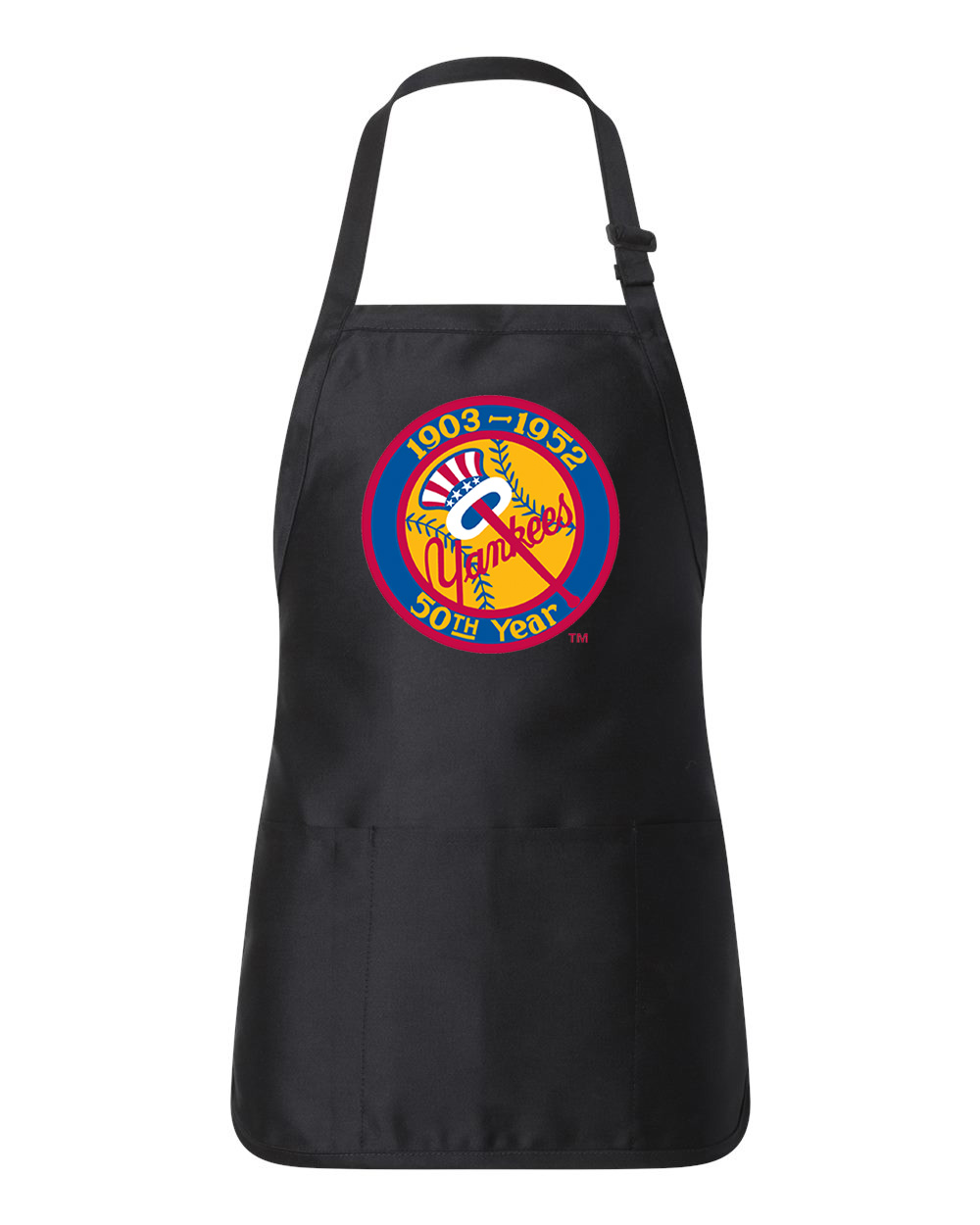 50th Anniversary Of The New York Yankees Patch Baseball Logo Customized Design on Full-Length Apron with Pouch Pocket