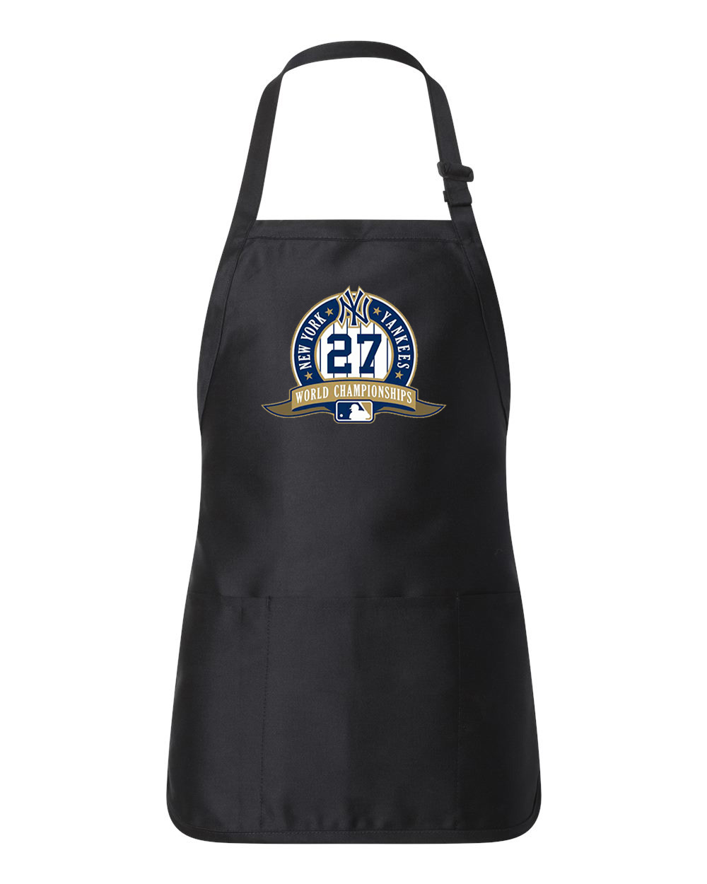 New York Yankees 27-Time World Champions Baseball Logo Customized Design on Full-Length Apron with Pouch Pocket
