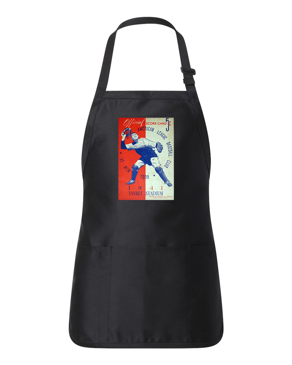 New York Yankees Program 1941 Baseball Logo Customized Design on Full-Length Apron with Pouch Pocket
