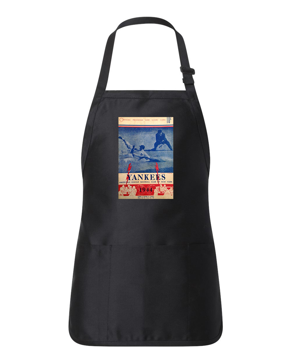 New York Yankees Program 1944 Baseball Logo Customized Design on Full-Length Apron with Pouch Pocket