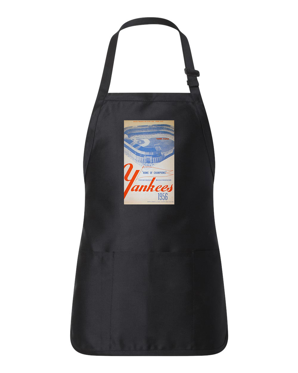1956 New York Yankees Yankee Stadium Program Baseball Logo Customized Design on Full-Length Apron with Pouch Pocket