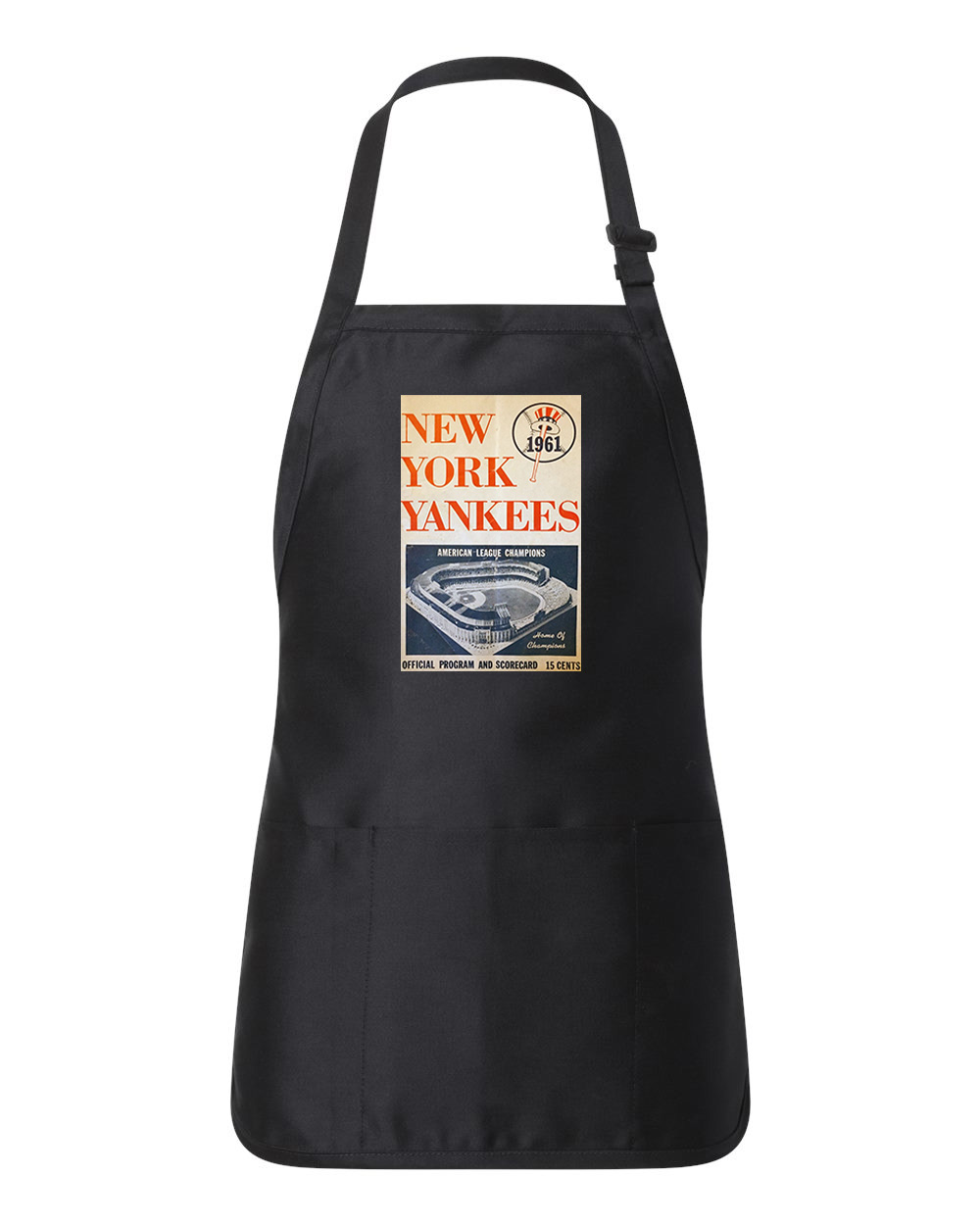New York Yankees Program 1961 Baseball Logo Customized Design on Full-Length Apron with Pouch Pocket