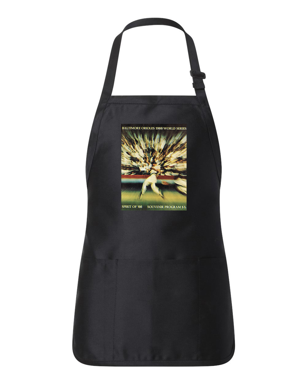 Baltimore Orioles 1966 World Series Program Baseball Logo Customized Design on Full-Length Apron with Pouch Pocket