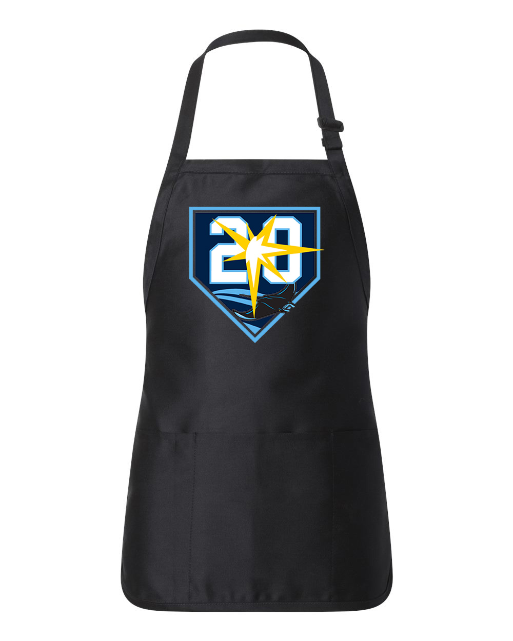 20th Anniversary Tampa Bay Rays - Tampa Bay Devil Rays Baseball Logo Customized Design on Full-Length Apron with Pouch Pocket