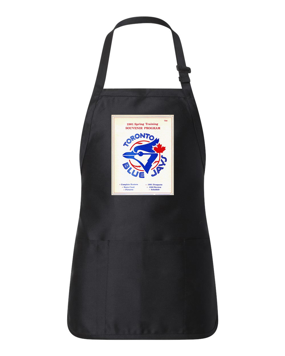 1981 Spring Training Program - Toronto Blue Jays Baseball Logo Customized Design on Full-Length Apron with Pouch Pocket