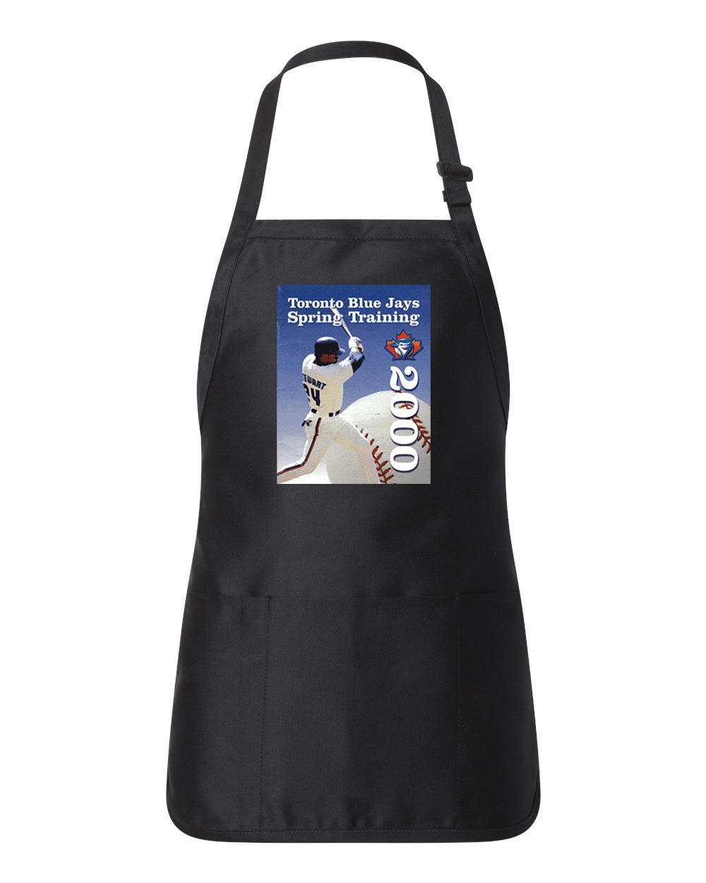 2000 Spring Training Program - Toronto Blue Jays Baseball Logo Customized Design on Full-Length Apron with Pouch Pocket
