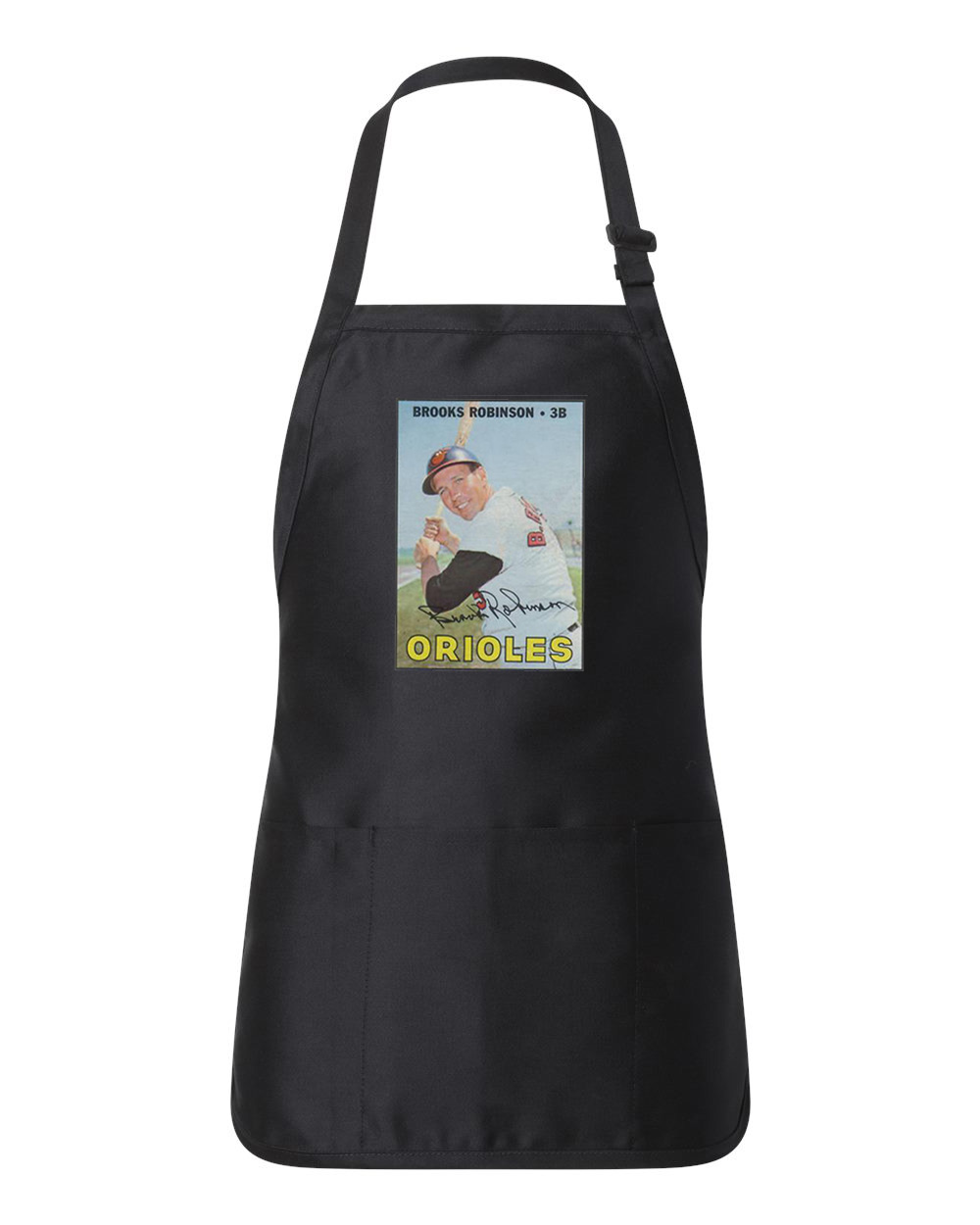1967 Baltimore Orioles Brooks Robinson Photo Baseball Logo Customized Design on Full-Length Apron with Pouch Pocket