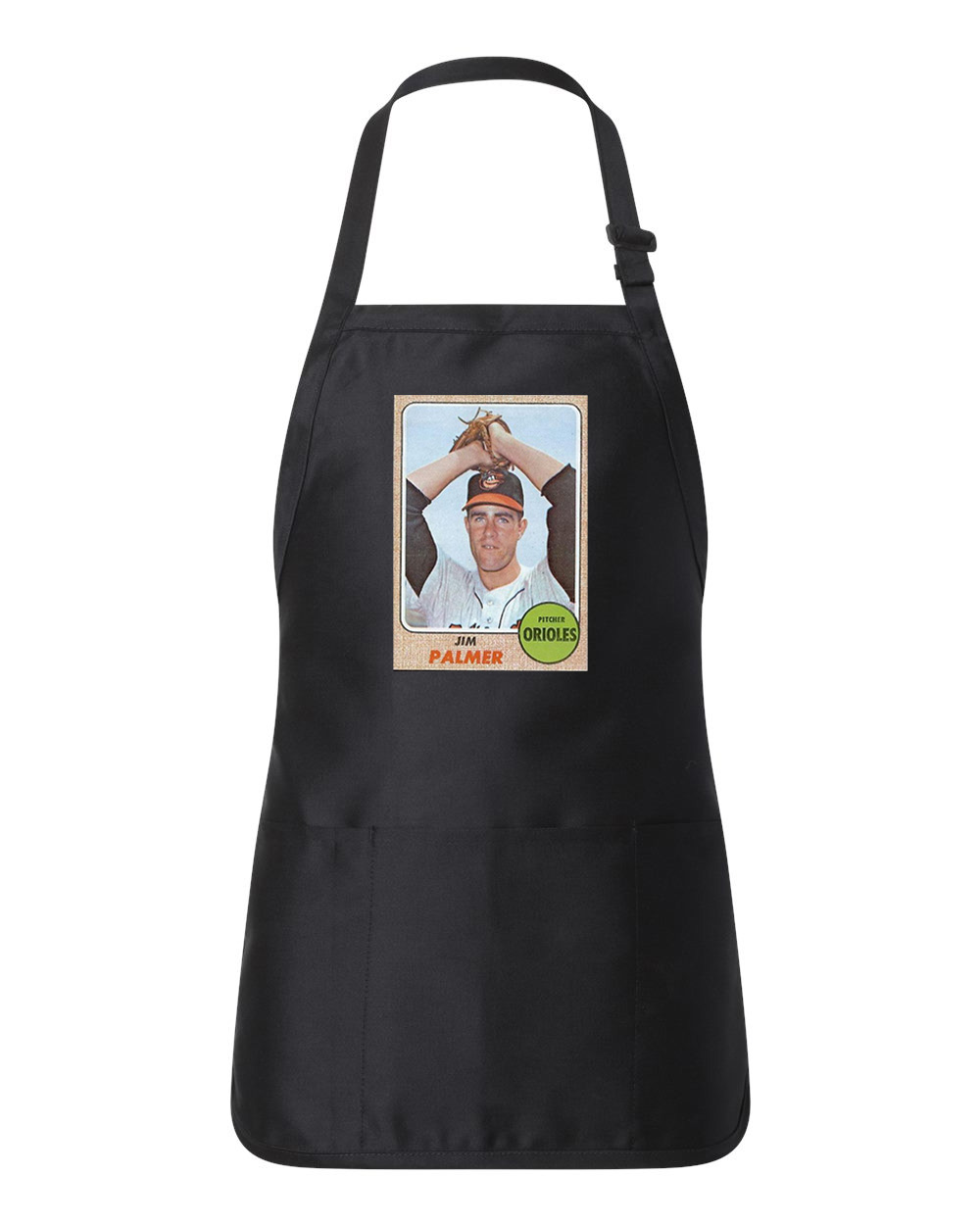 1968 Baltimore Orioles Jim Palmer Photo Baseball Logo Customized Design on Full-Length Apron with Pouch Pocket