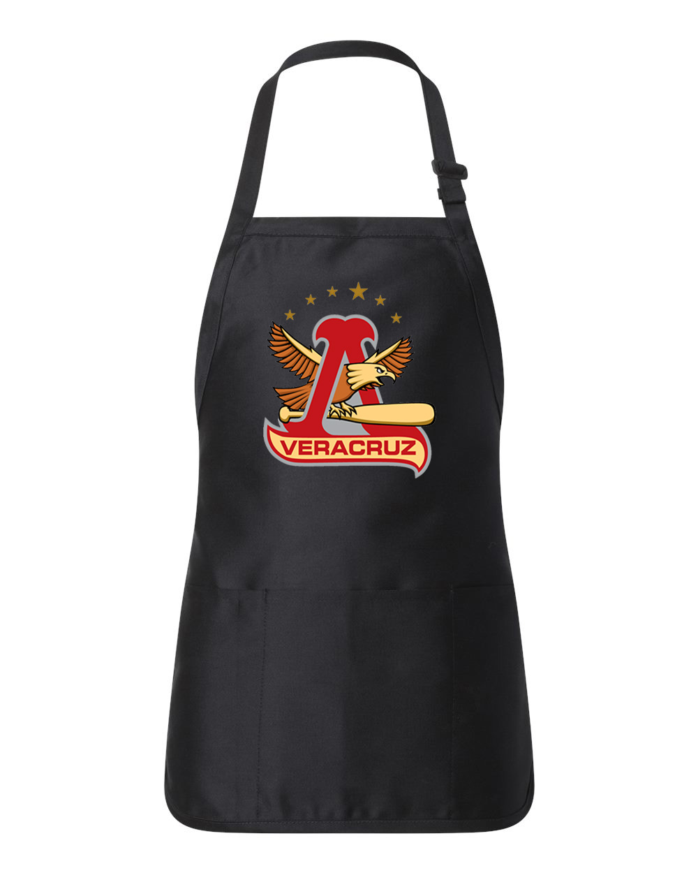 Veracruz Rojos Del Aguila Baseball Logo Customized Design on Full-Length Apron with Pouch Pocket