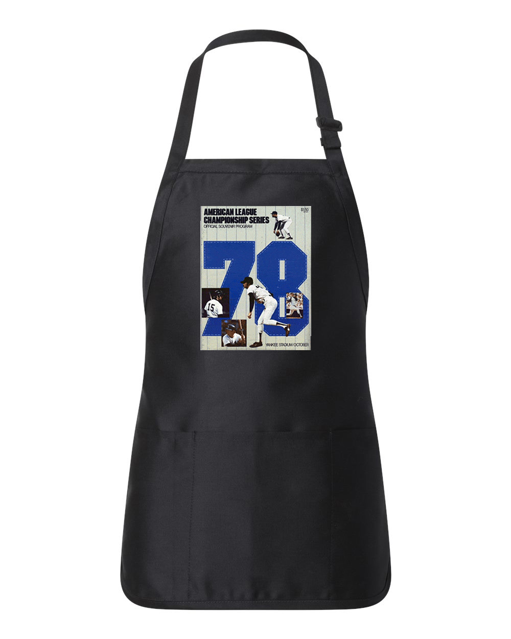 ALCS 1978 Program- New York Yankees vs Kansas City Royals Baseball Logo Customized Design on Full-Length Apron with Pouch Pocket