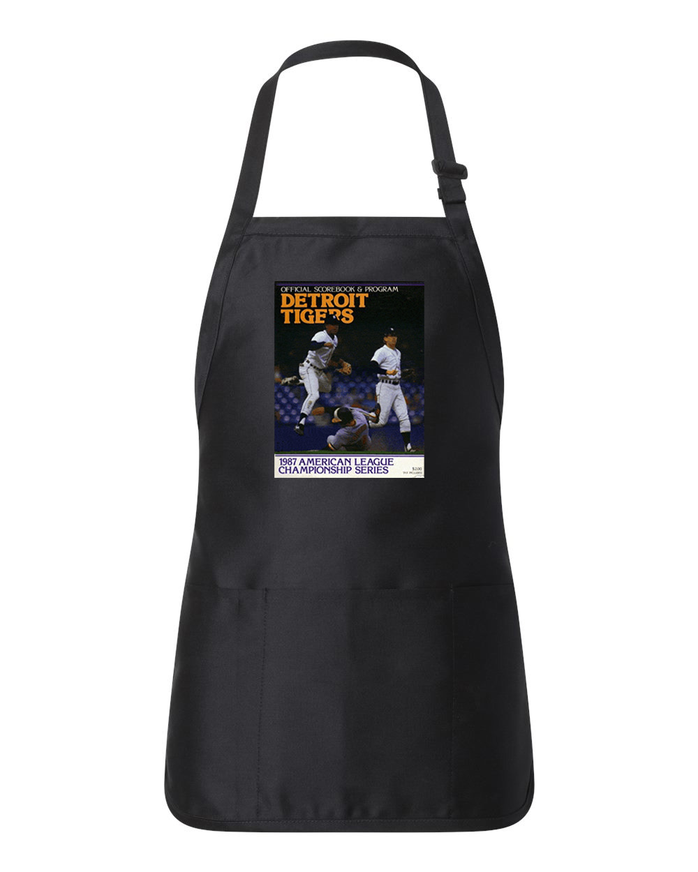 ALCS 1987 Program- Minnesota Twins vs Detroit Tigers Baseball Logo Customized Design on Full-Length Apron with Pouch Pocket