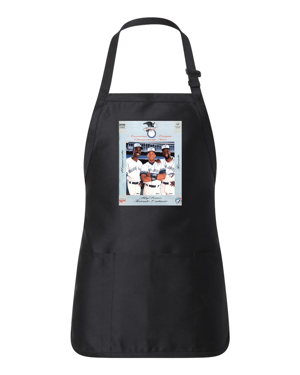ALCS 1991 Program- Minnesota Twins vs Toronto Blue Jays Baseball Logo Customized Design on Full-Length Apron with Pouch Pocket