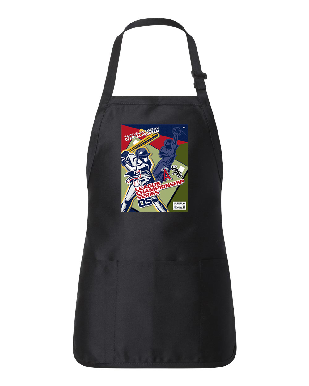 ALCS 2005 Program - Chicago White Sox vs Los Angeles Angels Baseball Logo Customized Design on Full-Length Apron with Pouch Pocket
