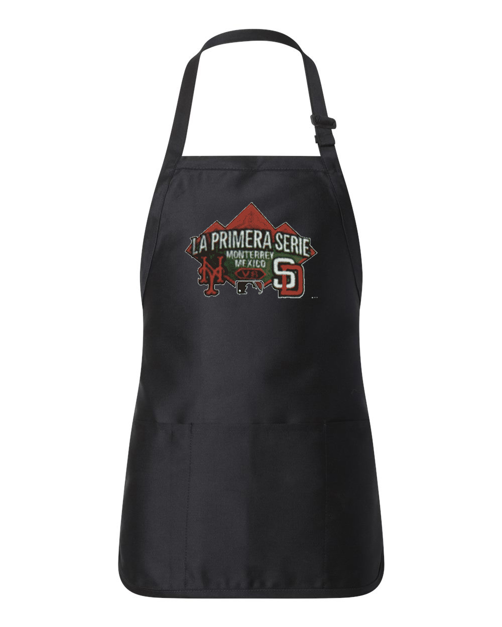 Major League Baseball Mets vs Padres Series In Monterrey Mexico Baseball Logo Customized Design on Full-Length Apron with Pouch Pocket