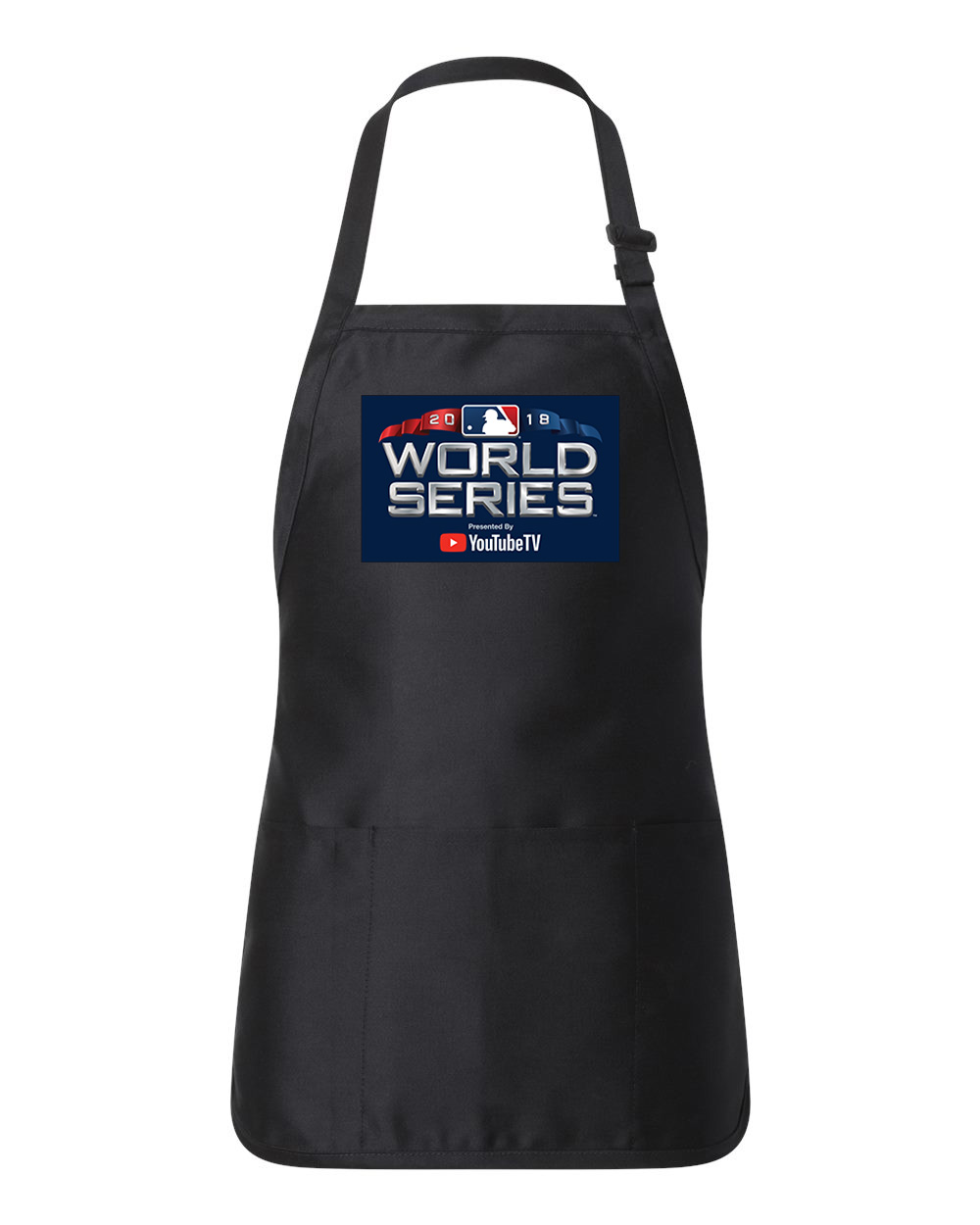 2018 MLB World Series Presented By YouTube TV Baseball Logo Customized Design on Full-Length Apron with Pouch Pocket