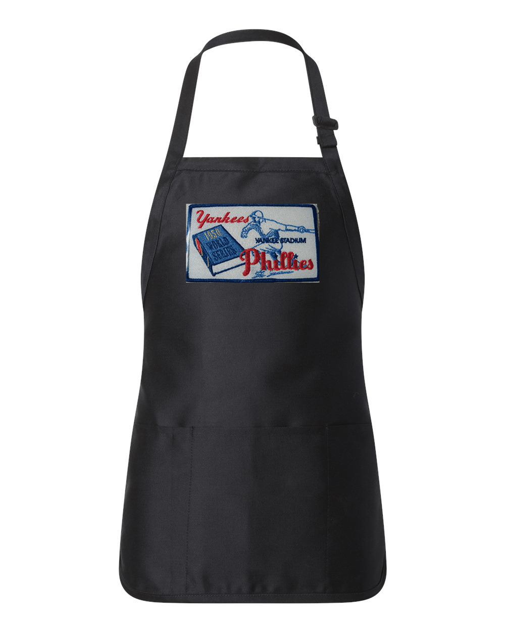 1950 MLB World Series Patch New York Yankees vs Philadelphia Phillies Baseball Logo Customized Design on Full-Length Apron with Pouch Pocket