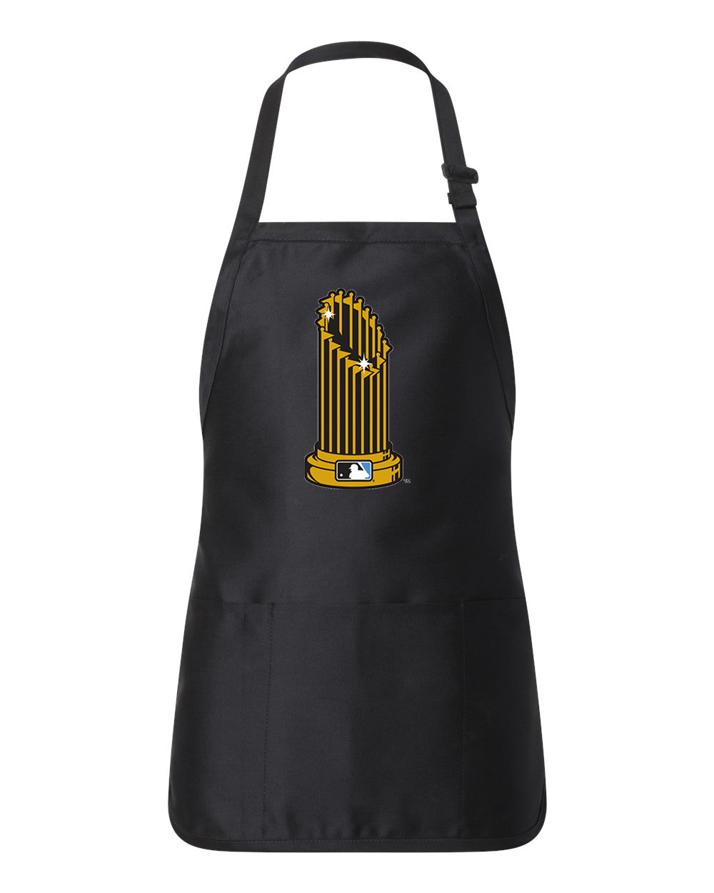 World Series Trophy With Powder Blue MLB 2003-2004 Baseball Logo Customized Design on Full-Length Apron with Pouch Pocket