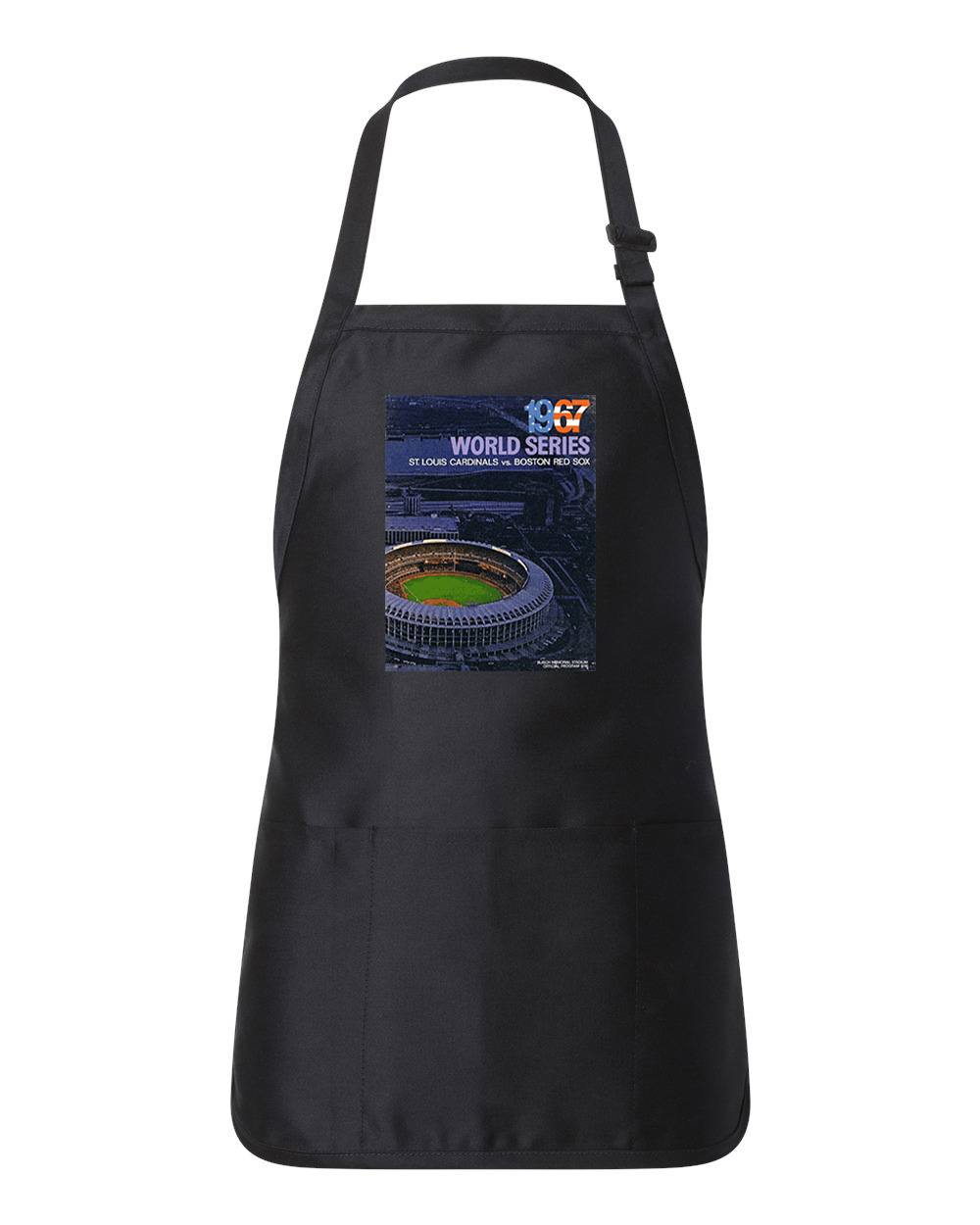 MLB World Series Program 1967 Boston Red Sox vs. St Louis Cardinals Baseball Logo Customized Design on Full-Length Apron with Pouch Pocket