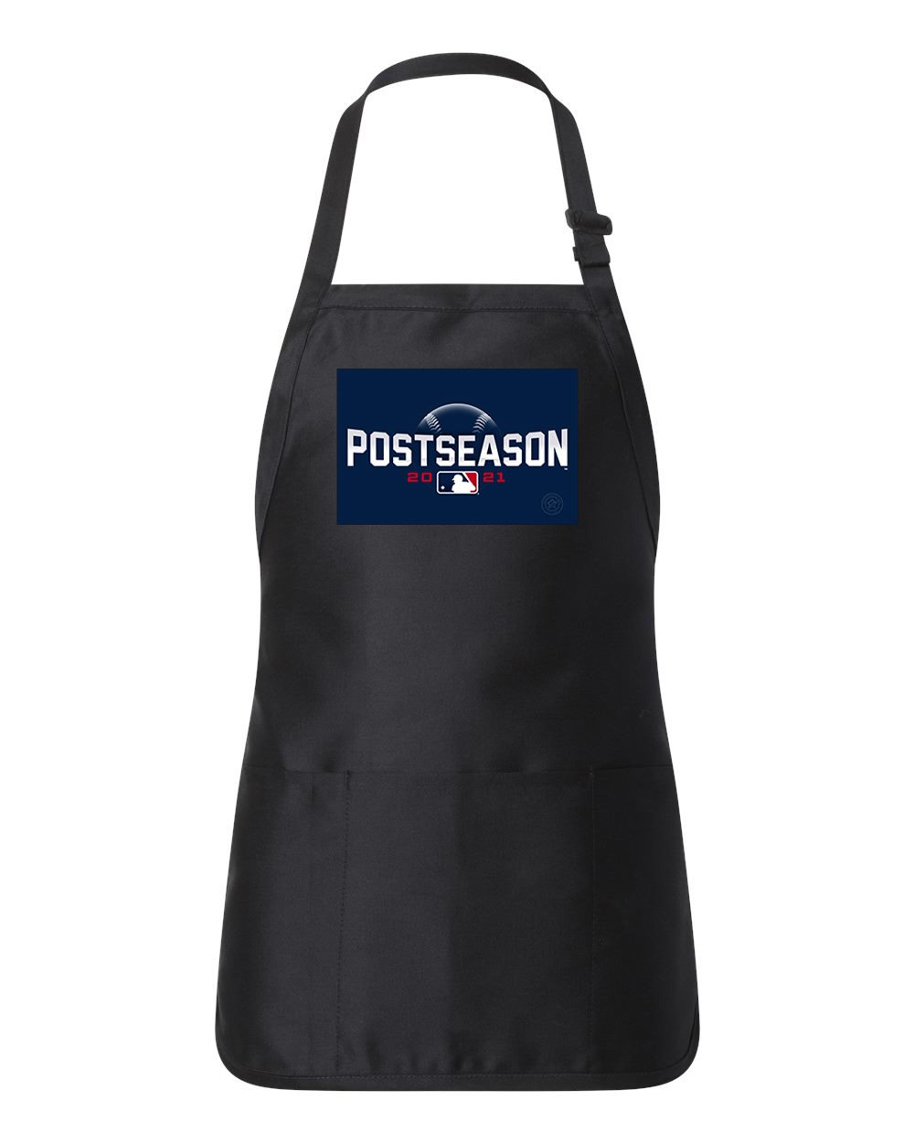 MLB Postseason 2021 Primary Dark Baseball Logo Customized Design on Full-Length Apron with Pouch Pocket