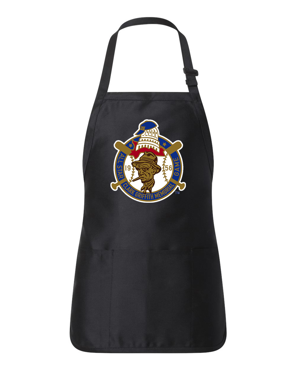 1956 MLB All-Star Game At Griffith Stadium Washington District Of Columbia Baseball Logo Customized Design on Full-Length Apron with Pouch Pocket
