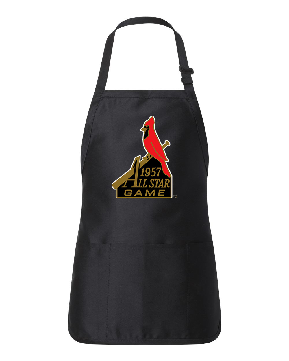 1957 MLB All-Star Game At Busch Stadium St. Louis Missouri Baseball Logo Customized Design on Full-Length Apron with Pouch Pocket