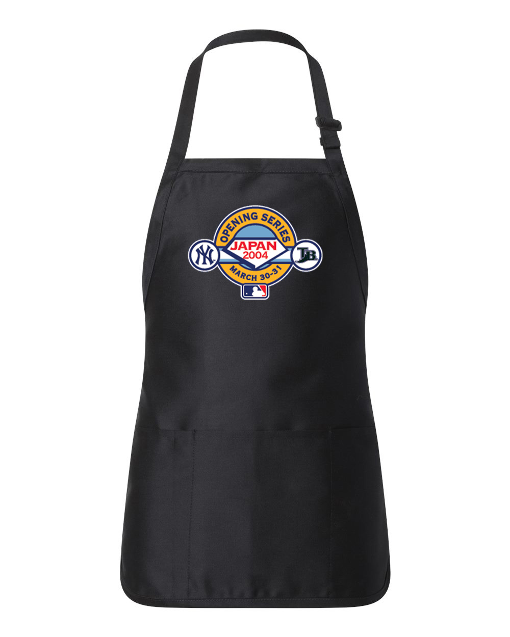 2004 MLB Opening Series  - New York Yankees vs Tampa Bay Devil Rays Tokyo Japan Baseball Logo Customized Design on Full-Length Apron with Pouch Pocket