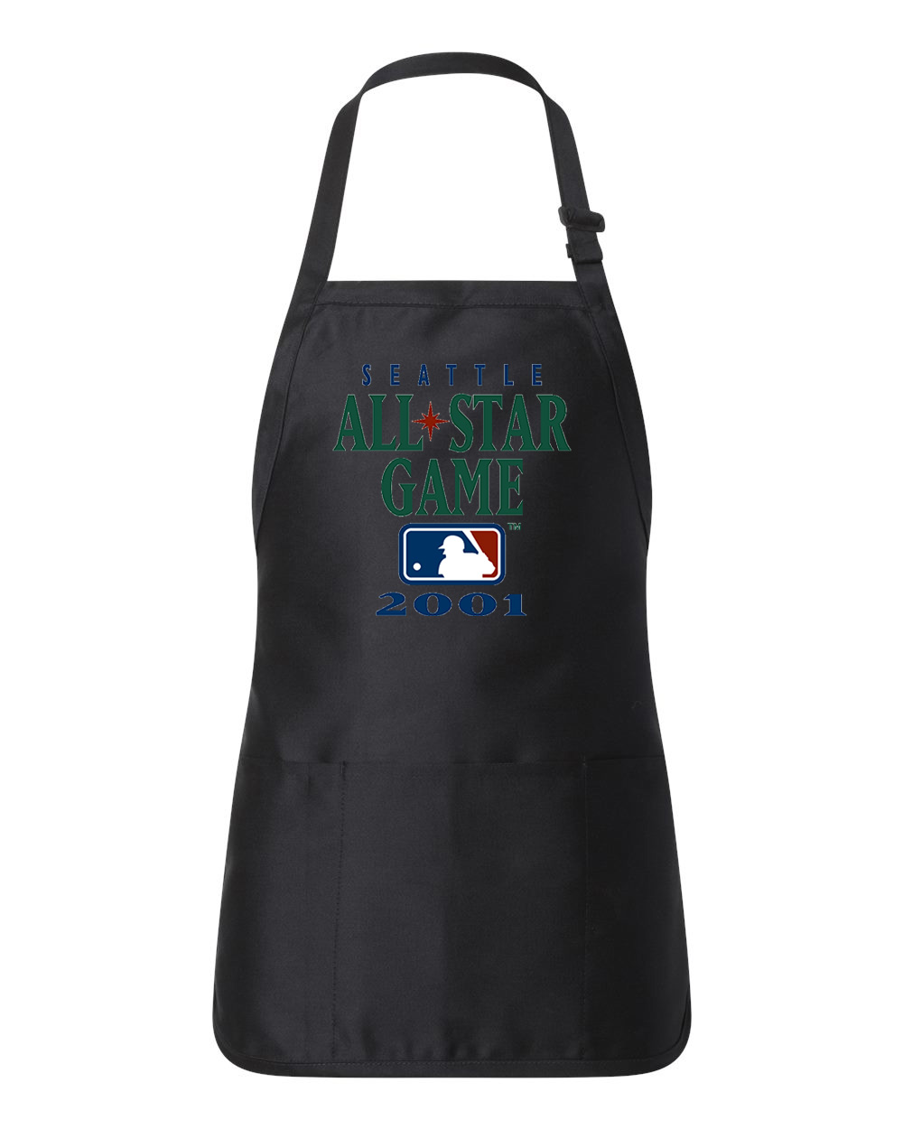 2001 MLB All-Star Game Safeco Field Seattle Washington Baseball Logo Customized Design on Full-Length Apron with Pouch Pocket