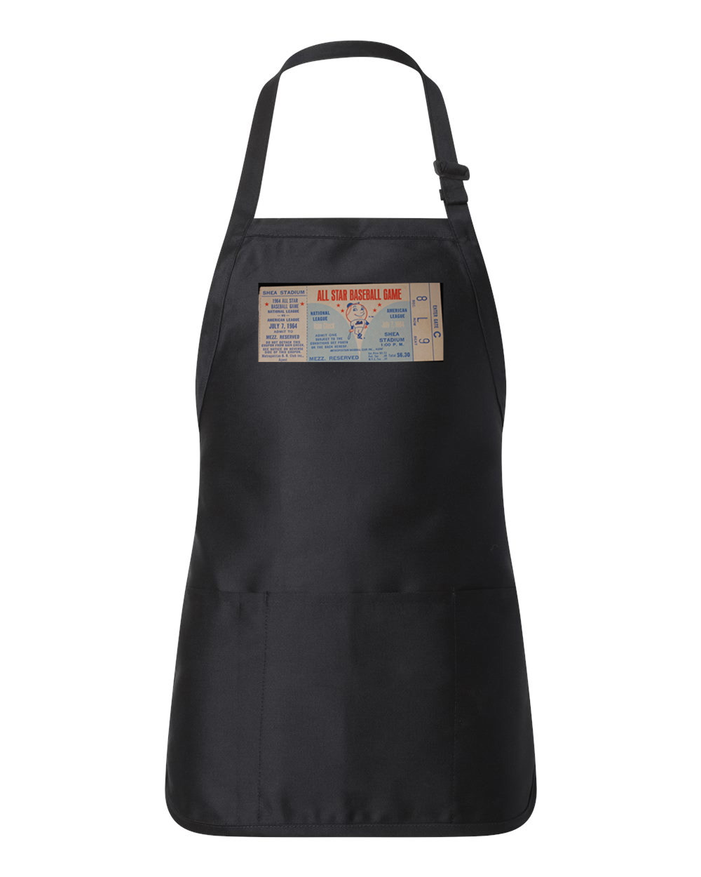1964 MLB All-Star Game Ticket Stub Baseball Logo Customized Design on Full-Length Apron with Pouch Pocket