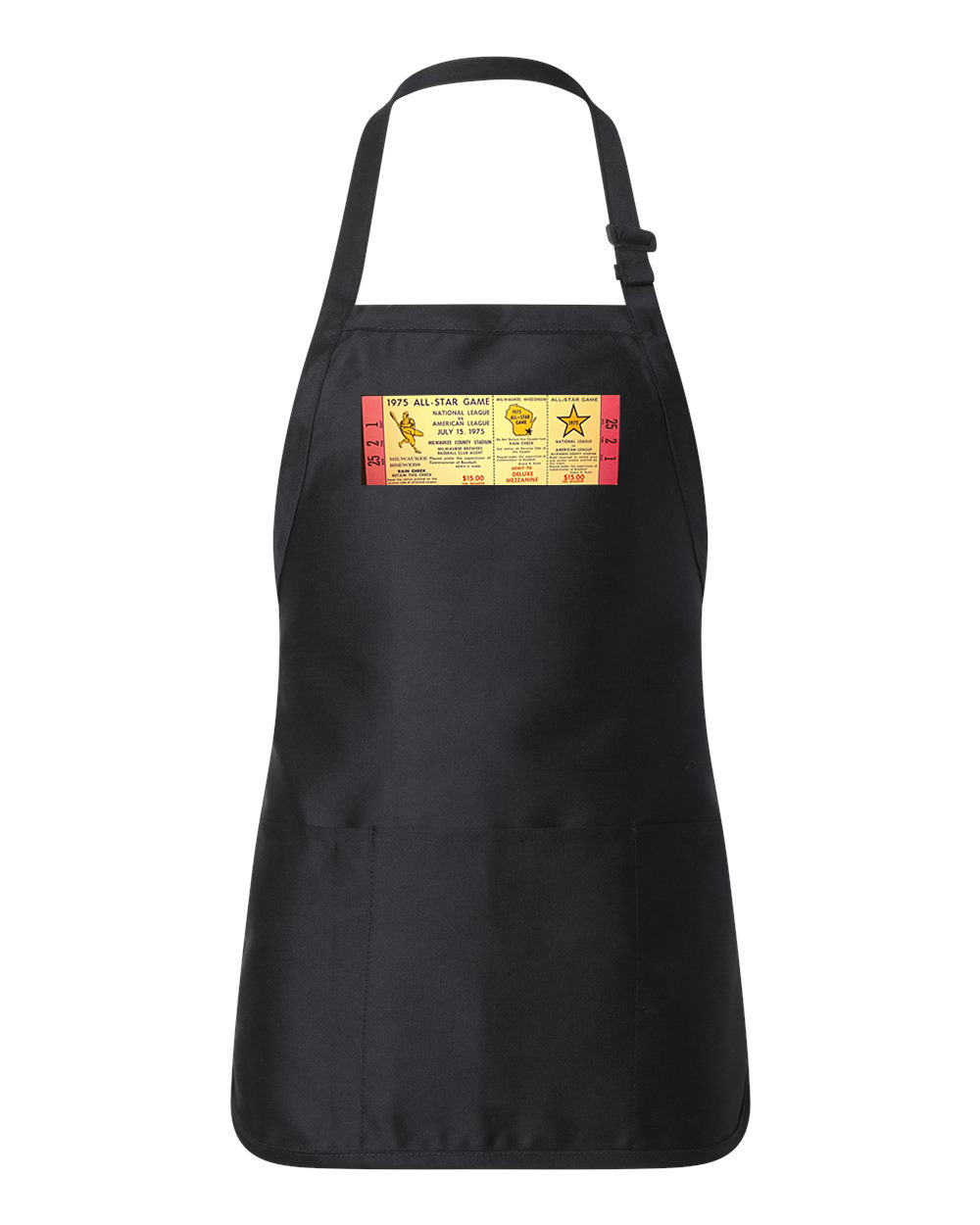 1975 MLB All-Star Game Ticket Stub Baseball Logo Customized Design on Full-Length Apron with Pouch Pocket