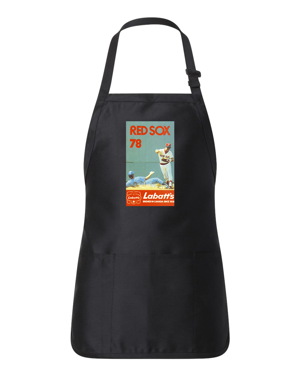 Boston Red Sox Pocket Schedule 1978 Baseball Logo Customized Design on Full-Length Apron with Pouch Pocket