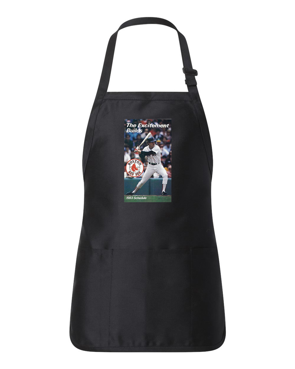 Boston Red Sox Pocket Schedule 1983 Baseball Logo Customized Design on Full-Length Apron with Pouch Pocket