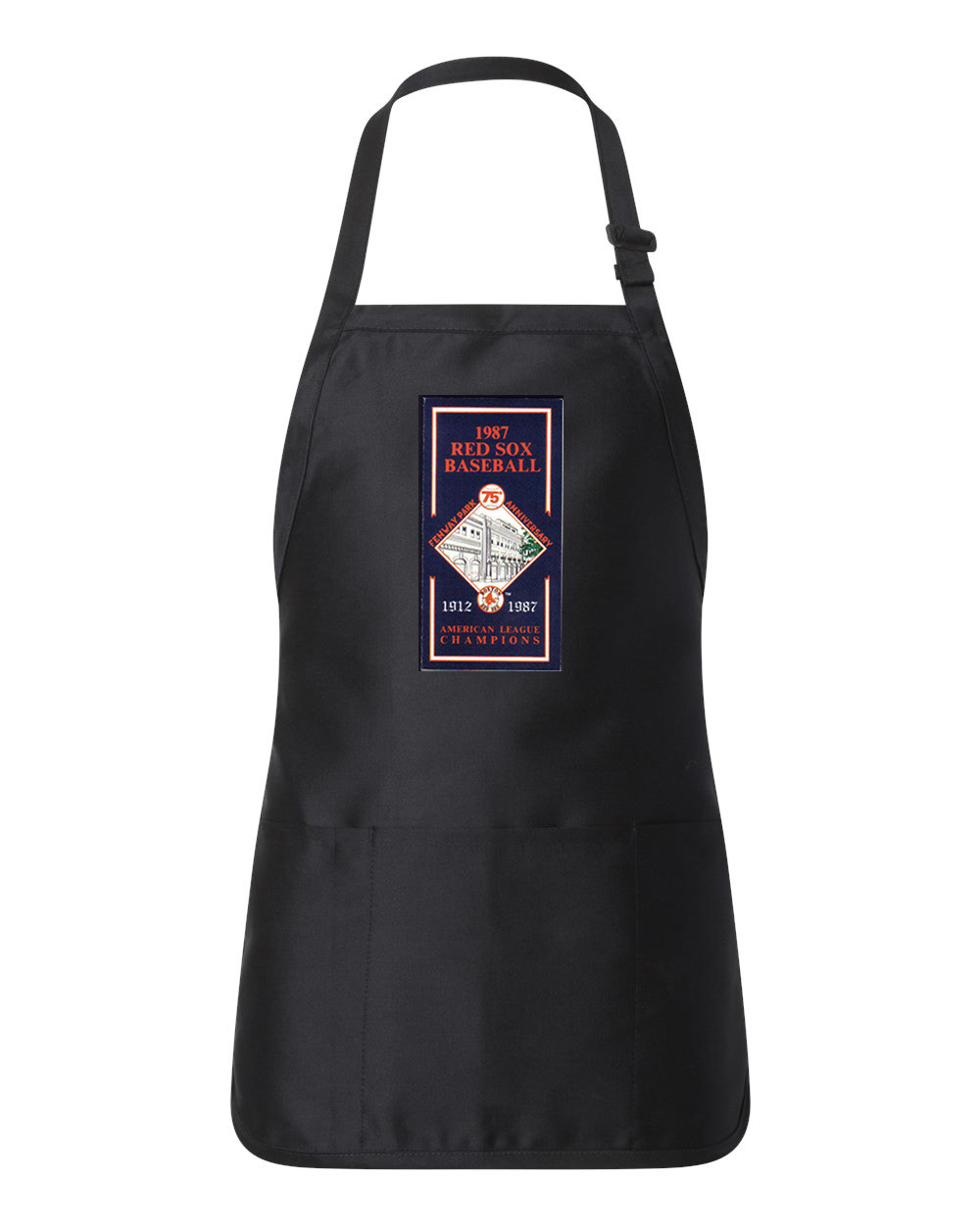 Boston Red Sox Pocket Schedule 1987 Baseball Logo Customized Design on Full-Length Apron with Pouch Pocket